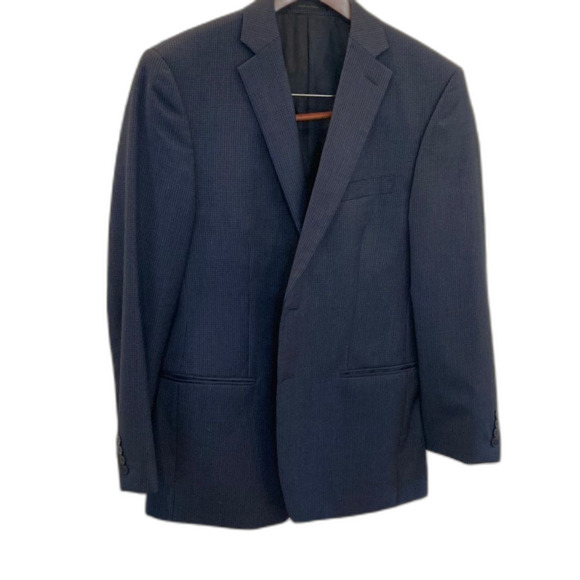Banana republic 100% wool Navy Blue Micro Check two button men’s blazer 40R - Picture 1 of 5